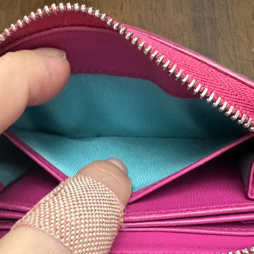 Tiffany & Co. Leather Zip Wallet Pouch Color: Raspberry in Euc. - Picture 9 of 12